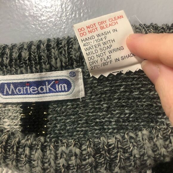 vtg womens wool blend dolman sleeve swt sz S metallic beads leaves quail - Picture 5 of 12